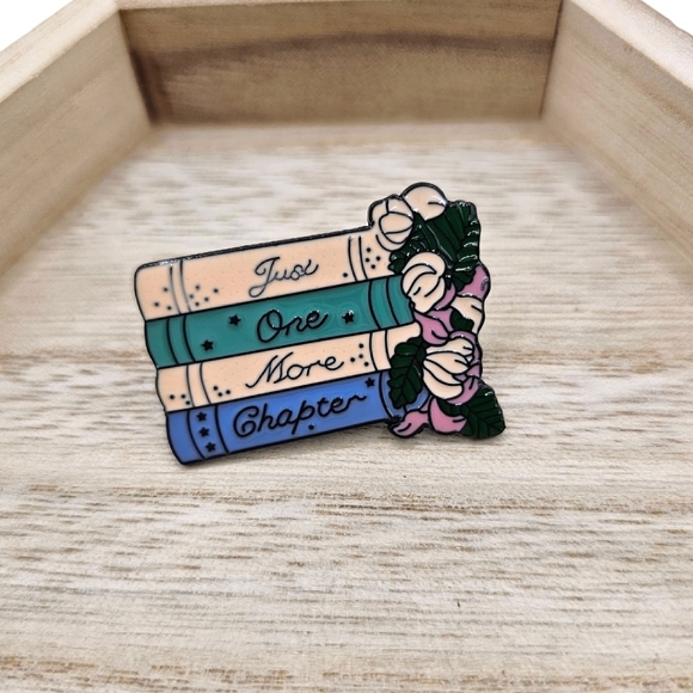 Just One More Chapter Enamel Lapel Pin Backpack Tote Bag Teacher Badge Gift